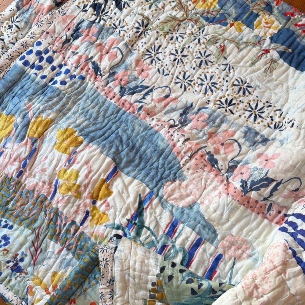 New Anthropologie 100% Cotton Voile Printed Quilt Collection Size King - Picture 9 of 12